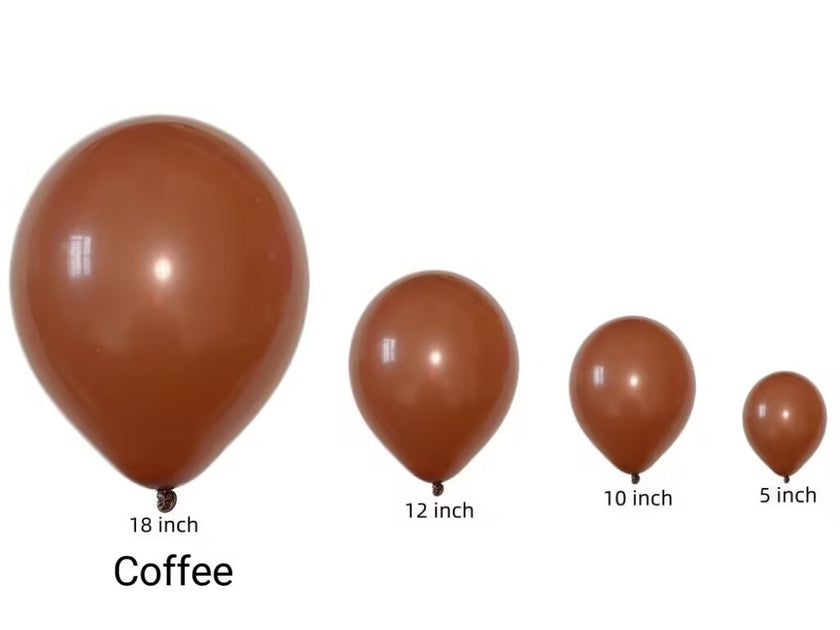 100pcs/pack Seven Vintage Brown Latex Balloons in Sizes from 5" to 18" for Children's Birthday Parties, Weddings, Anniversaries, Festivals, Holidays