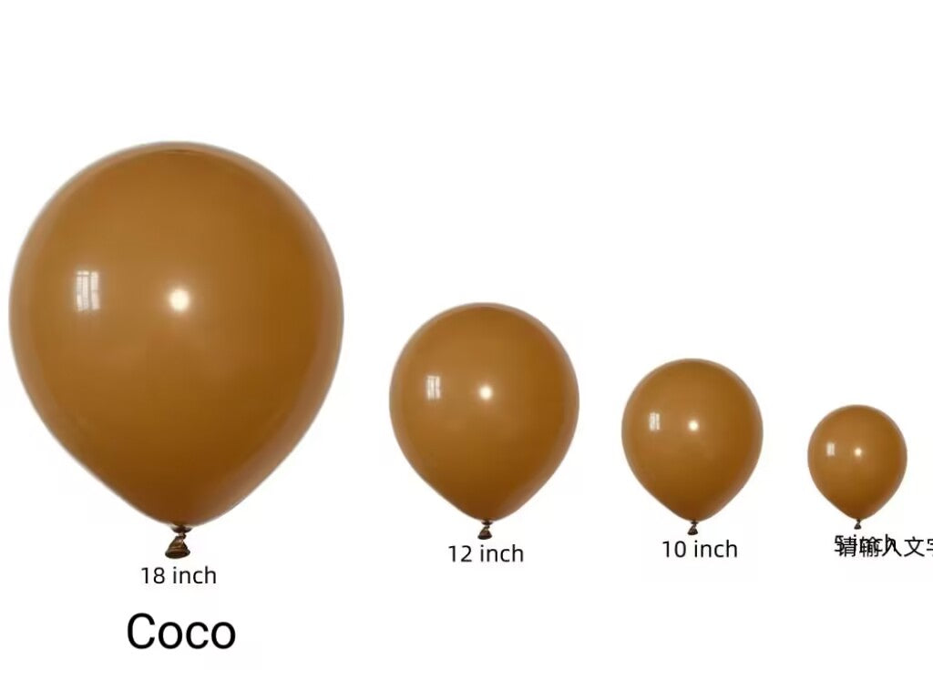 100pcs/pack Seven Vintage Brown Latex Balloons in Sizes from 5" to 18" for Children's Birthday Parties, Weddings, Anniversaries, Festivals, Holidays