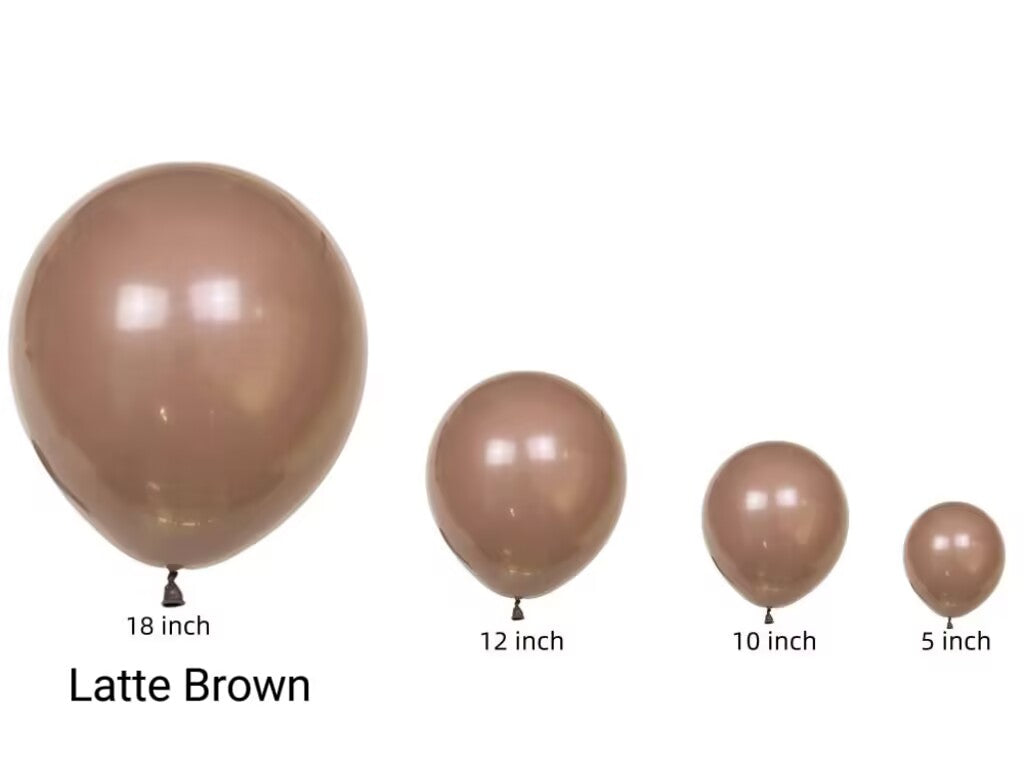 100pcs/pack Seven Vintage Brown Latex Balloons in Sizes from 5" to 18" for Children's Birthday Parties, Weddings, Anniversaries, Festivals, Holidays