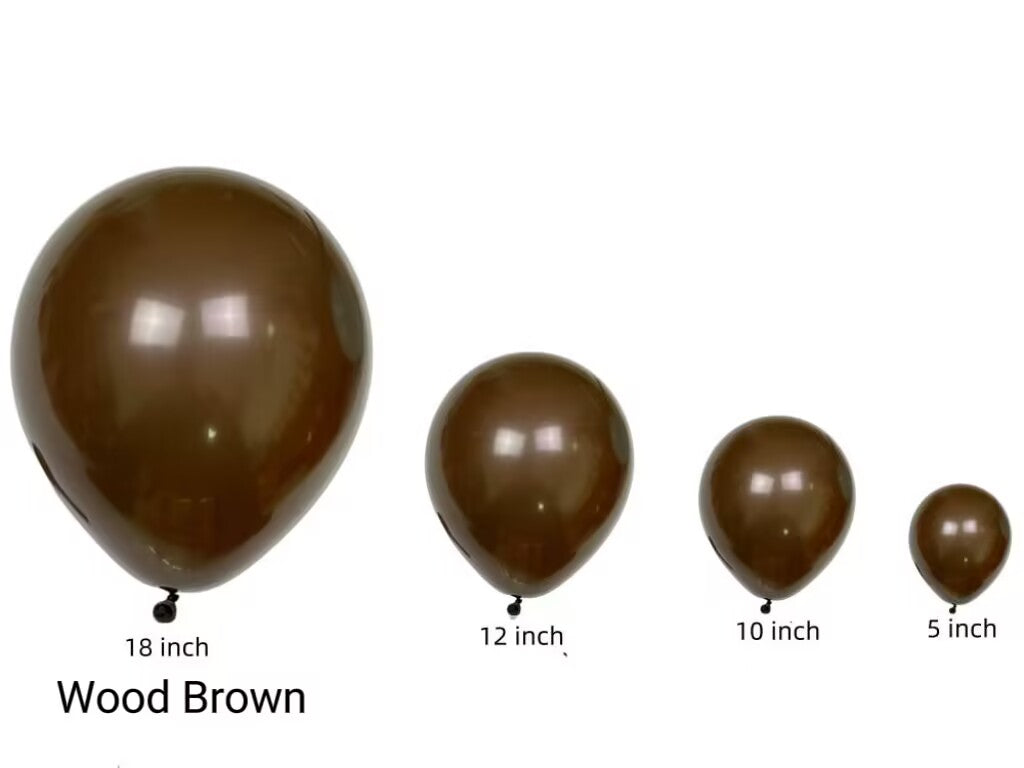 100pcs/pack Seven Vintage Brown Latex Balloons in Sizes from 5" to 18" for Children's Birthday Parties, Weddings, Anniversaries, Festivals, Holidays