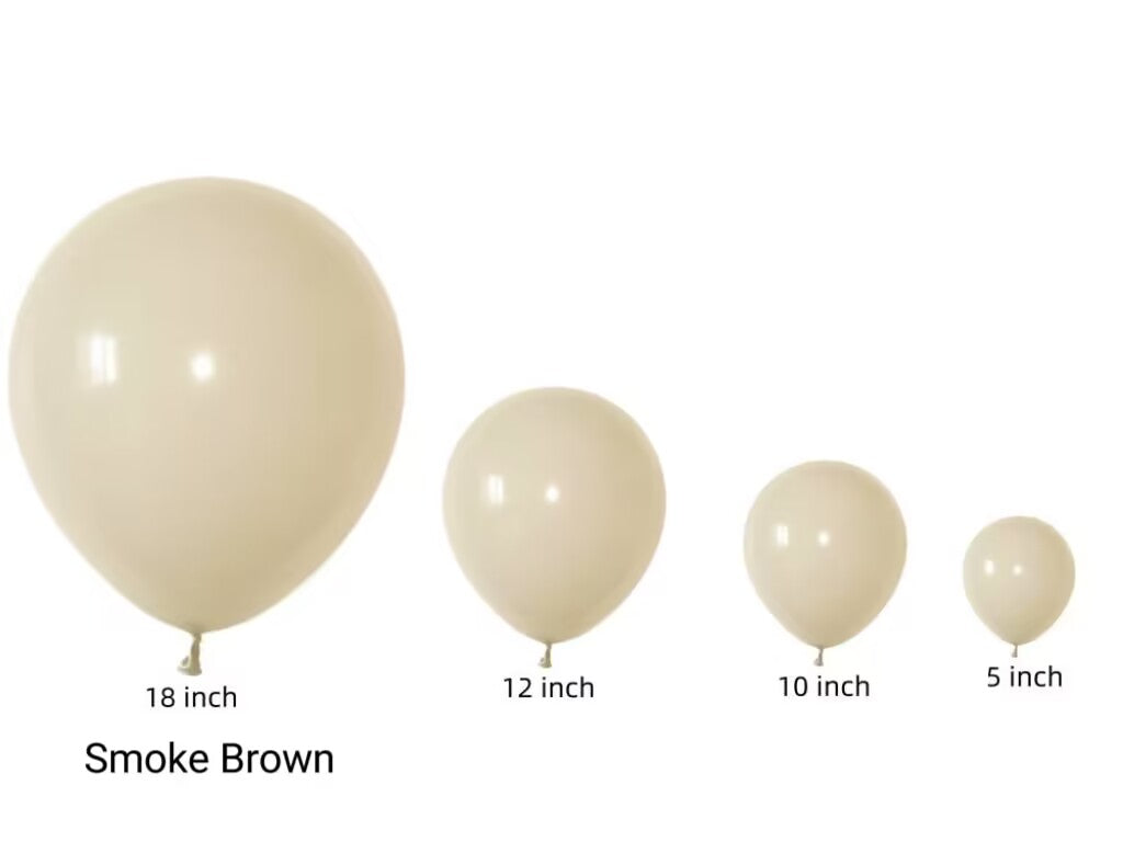 100pcs/pack Seven Vintage Brown Latex Balloons in Sizes from 5" to 18" for Children's Birthday Parties, Weddings, Anniversaries, Festivals, Holidays