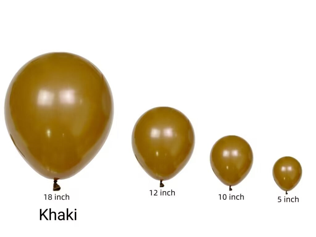 100pcs/pack Seven Vintage Brown Latex Balloons in Sizes from 5" to 18" for Children's Birthday Parties, Weddings, Anniversaries, Festivals, Holidays