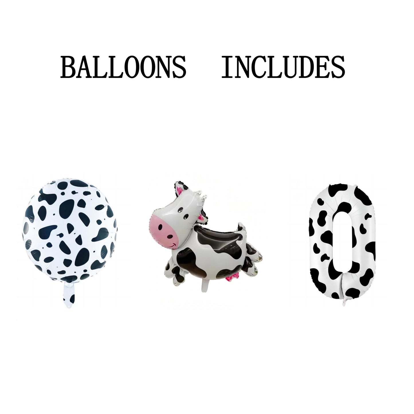 3 Pieces Cow Print Balloon Cow Shape Foil Balloons, 40 Inch Cow Print Number Balloon 1 White Cow Print Balloons Farm Animal Theme Party Decorations Supplies Animal Balloons, Birthday Balloons