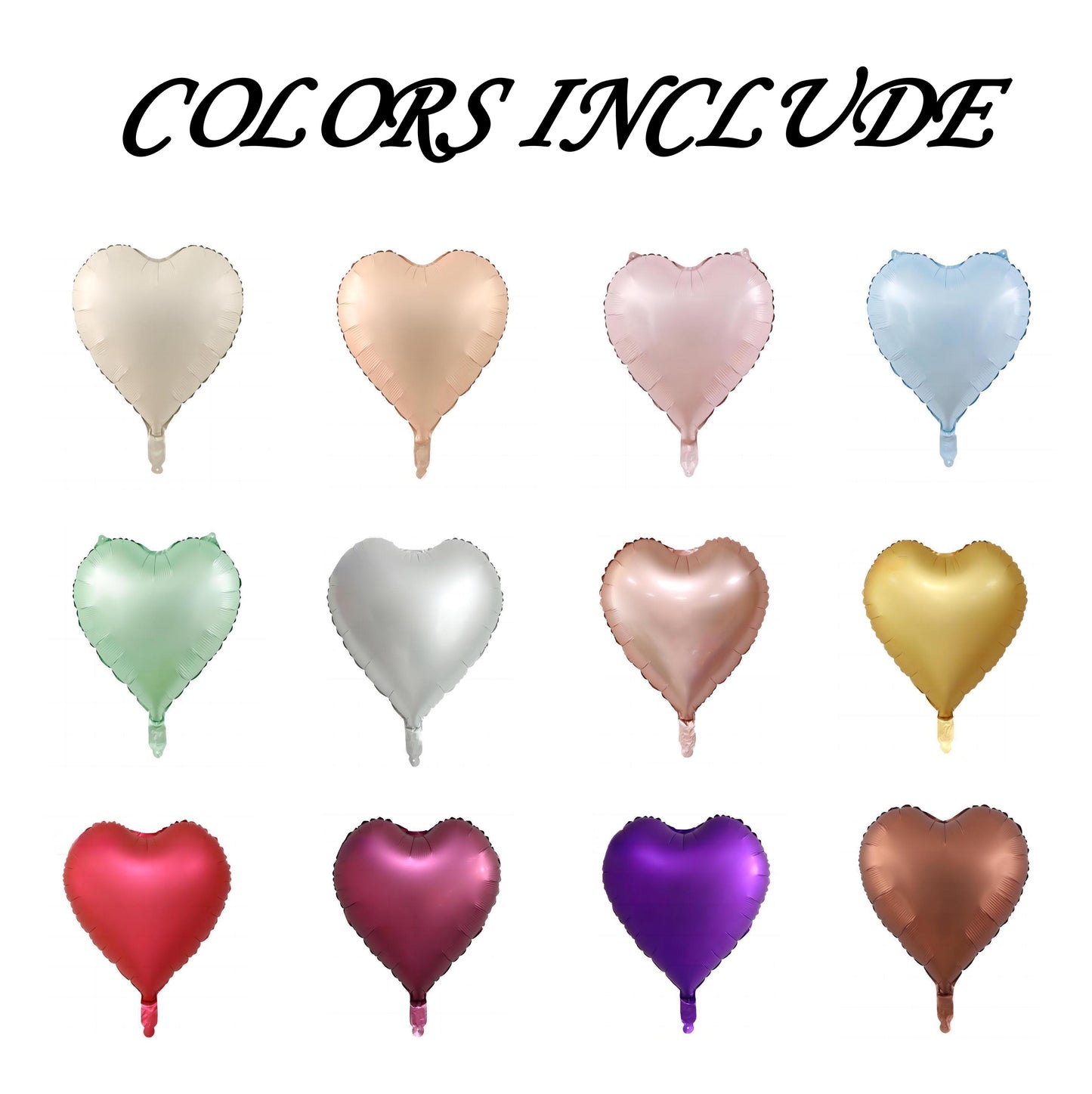 18 Inch Metallic Foil Heart Balloon, Decoration, Valentine's Day, Birthday, Wedding, Baby Shower