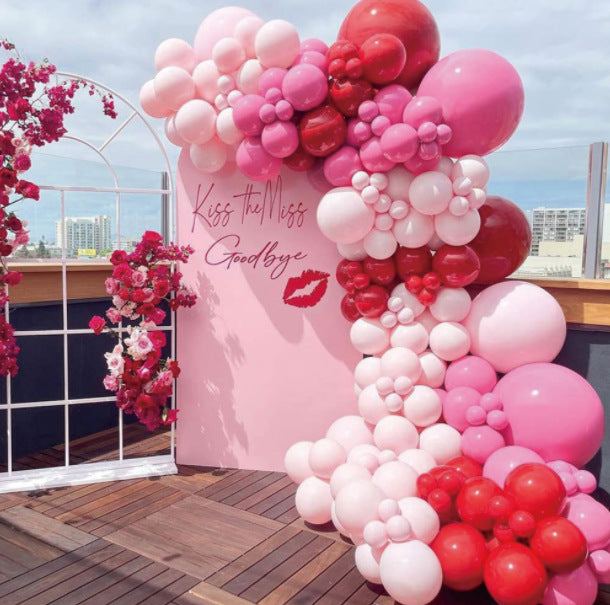 Red-Rose-Light Pink Balloon Chain, Party Party Balloon Dress Up Arrangement Backdrop Photo Stylish Red-Rose-Light Pink Balloon Riser Set, Suitable for Wedding Birthday Party Decoration