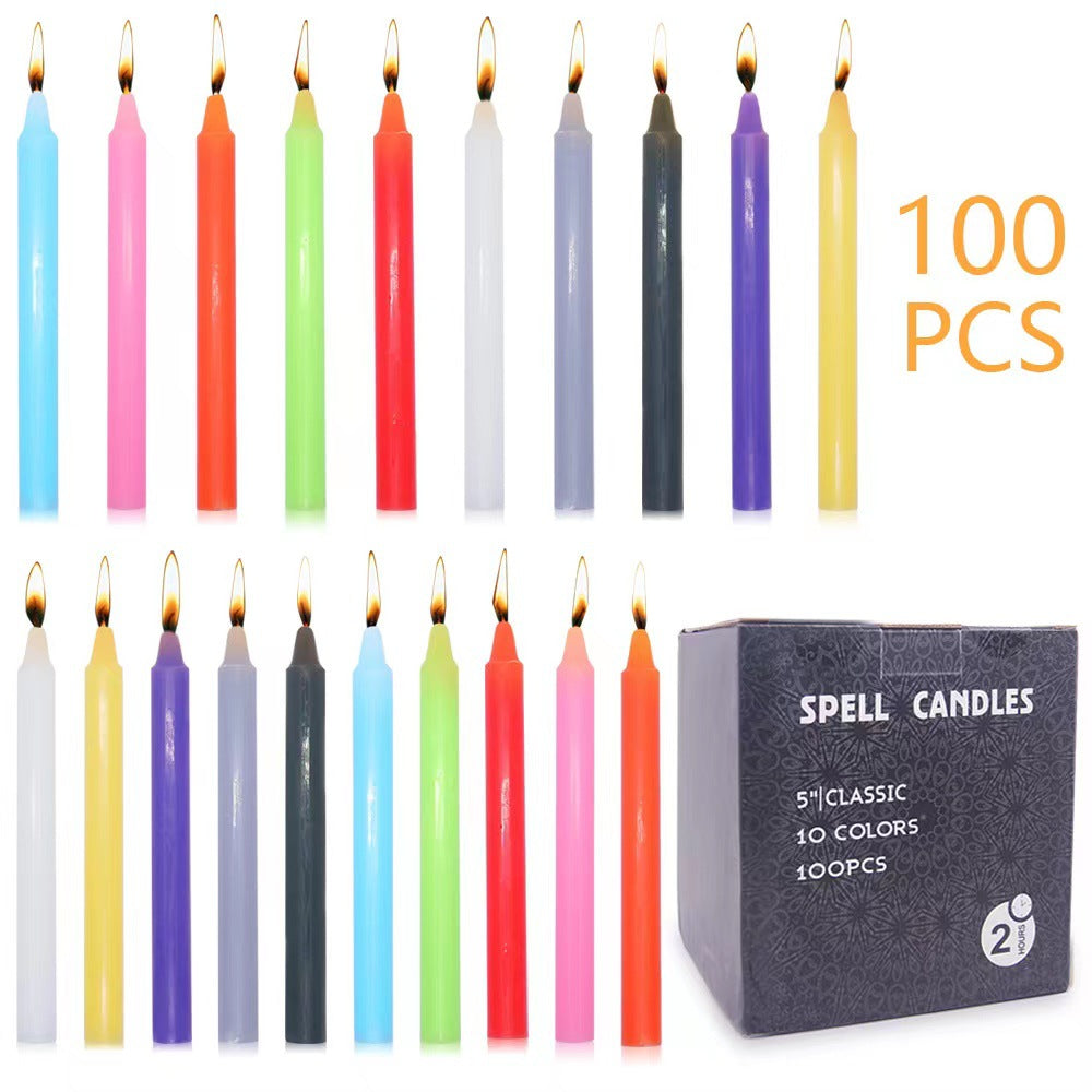 Small Taper Candle, Odourless and Flameless, Party, Magic, Birthday, Valentine's Day Candle (10 Colours)）
