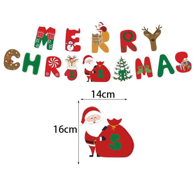 Christmas Theme Santa Claus, Christmas Tree, Reindeer, Snowman Banner, Bunting, Cake Topper, Balloons for Party Atmosphere Decoration