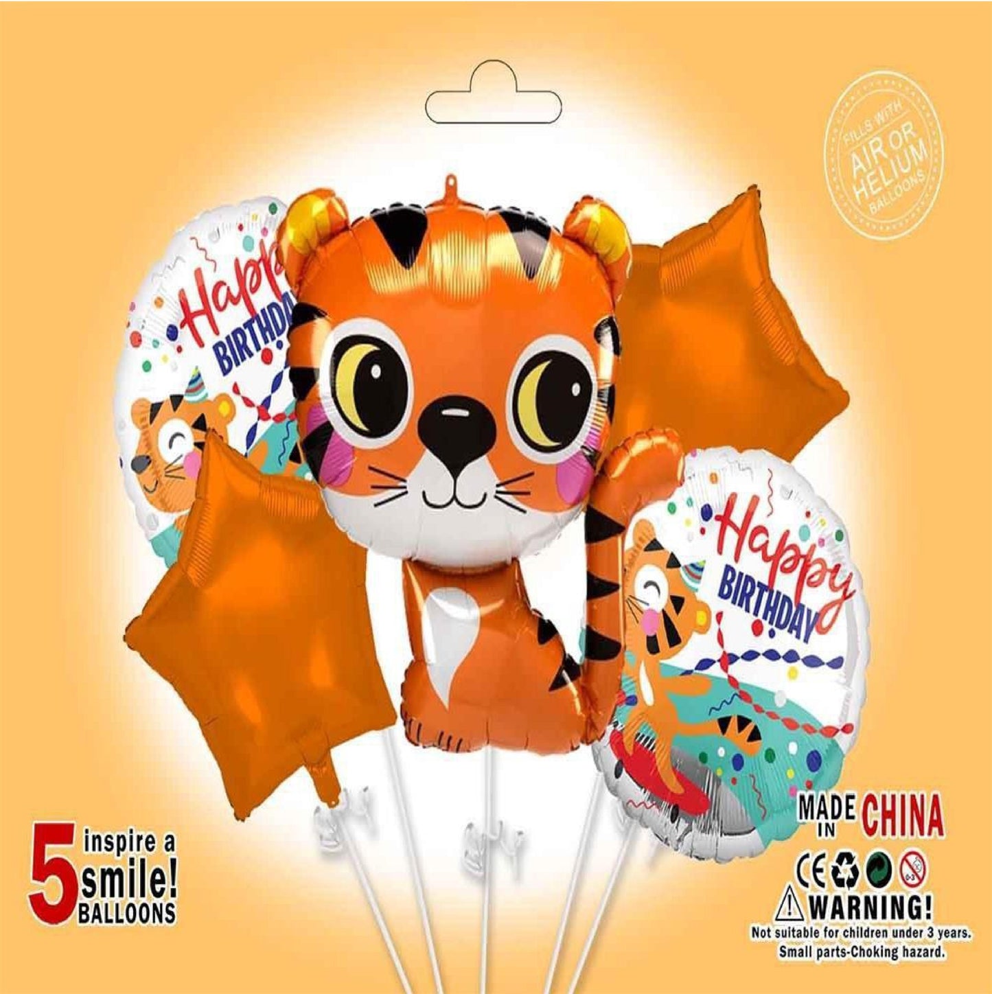 Cartoon Round Tiger and Lion Birthday Party Festival Decoration Aluminum Foil Balloon Jungle Animal Shape