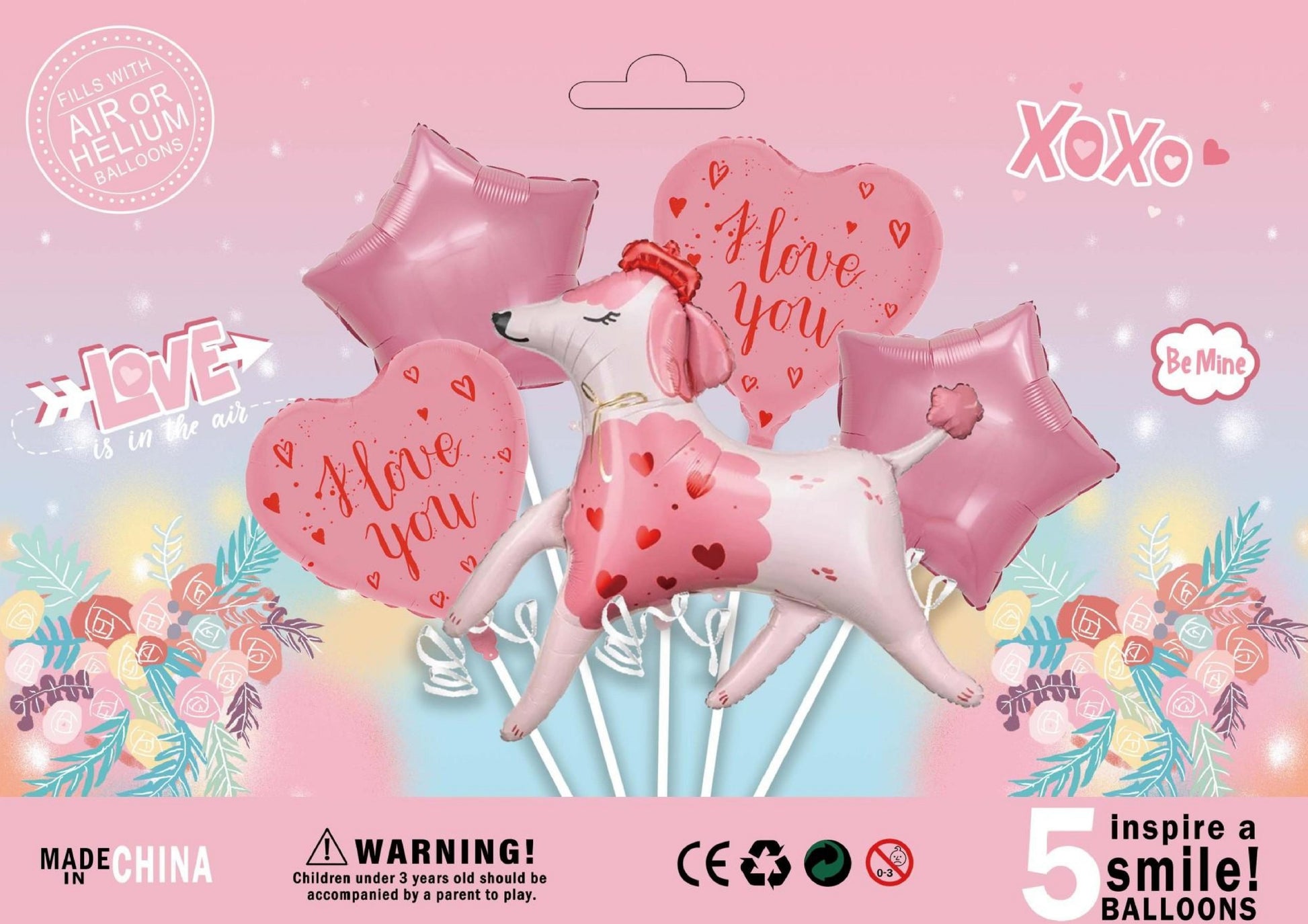 Cartoon Heart-shaped Party Decorations Aluminum Foil Balloons with Poodle Design and Creative Nordic Style for Weddings