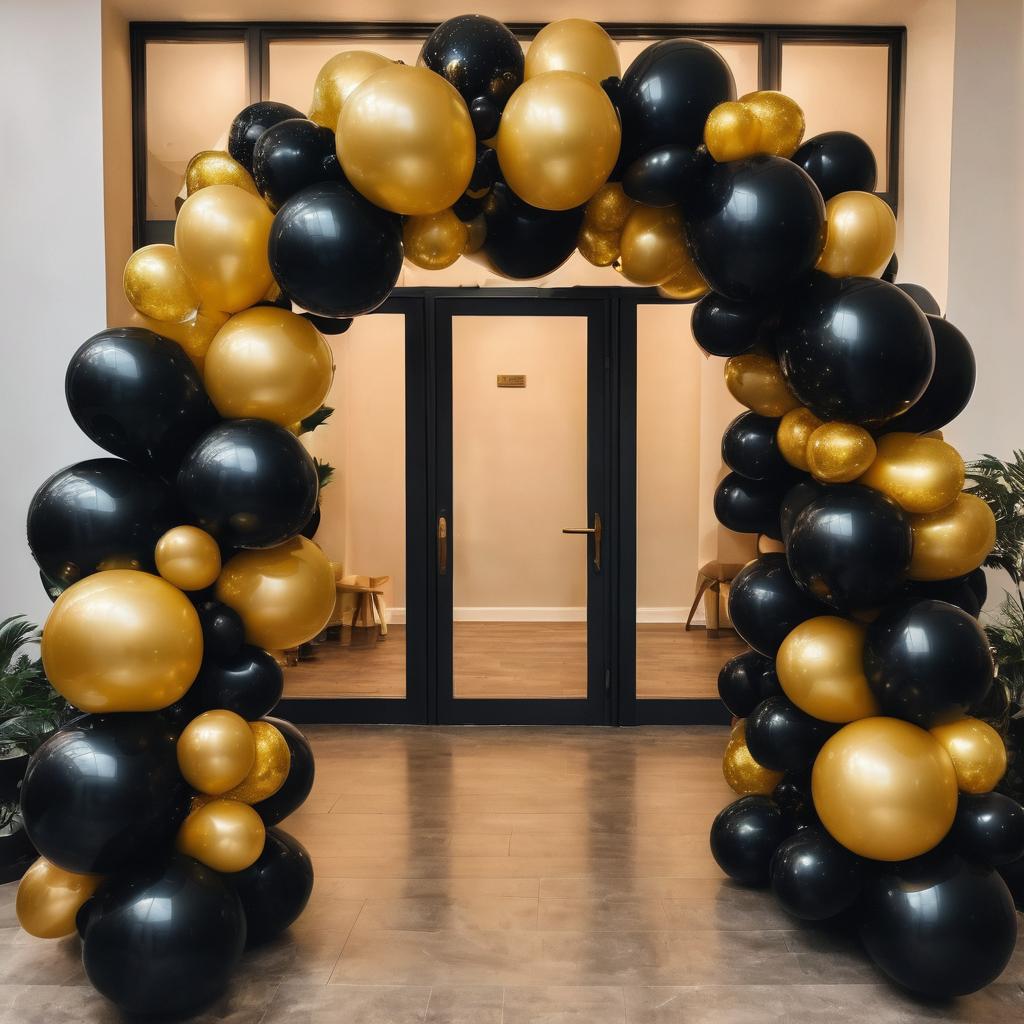 Set, 230 Pieces Black And Gold Coloured Arch Set With Black Balloons, Gold Balloons, Suitable For Anniversary, Holiday Celebration, Background Decoration, Party Decoration, Party Supplies