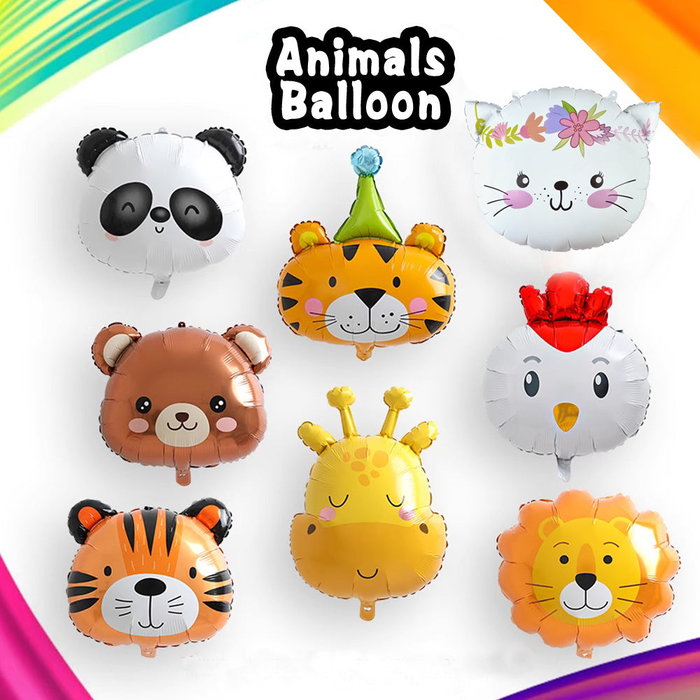 Cartoon Jungle Animals Aluminium Film Balloon Tiger Lion Birthday Party Scene Decoration Arrangement Balloon