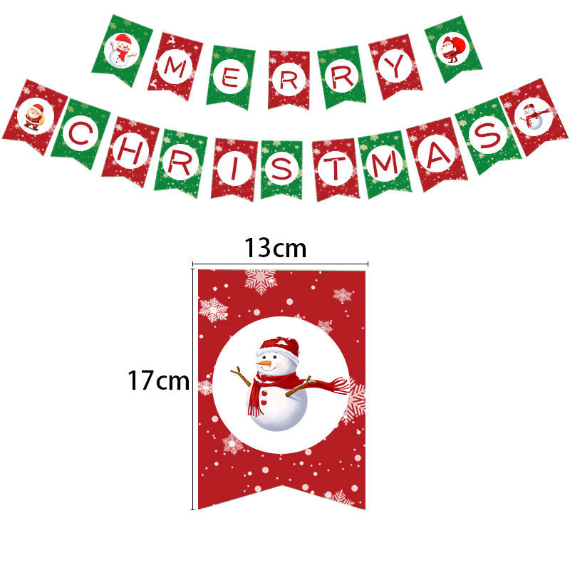 Christmas Theme Father Christmas Snowman Christmas Tree Flag Banner Balloon Cake Insert Row Decoration Set