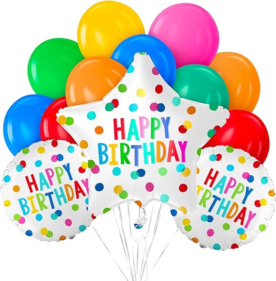Happy Birthday Party Supplies Kit: Foil & Latex Balloons Combo for Birthday Party Decorations