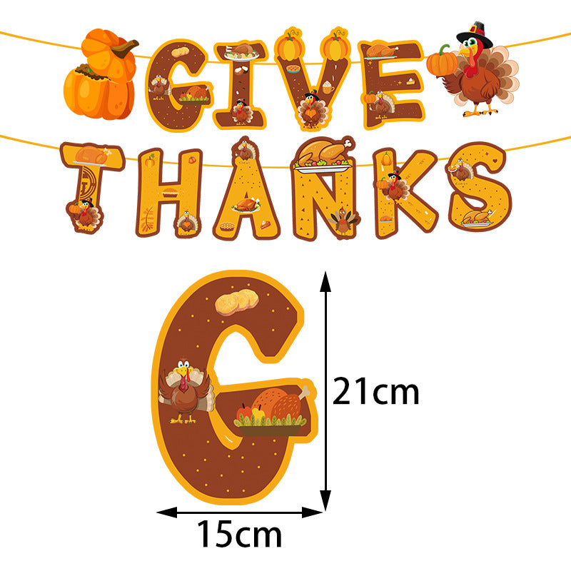 Thanksgiving Cake Topper "THANKS GIVE" Theme Party Gathering Banner Balloon Bunting Set