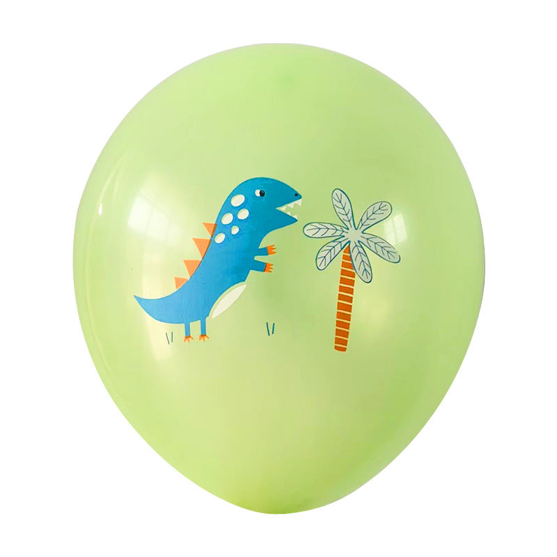 Cartoon Balloons - 12" Colorful Dinosaur Printed Latex Balloons for Children's Birthday Party Theme Animal Decorations