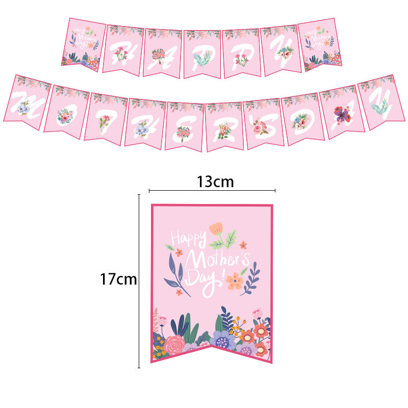 Mother's Day Decor Theme - "Happy Mother's Day" Banner, Cake Topper Flags, Balloons, and Party Supplies