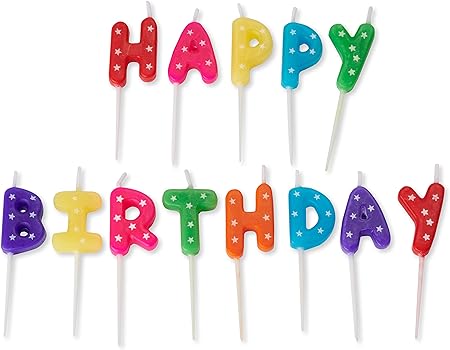 ‘Happy Birthday' Birthday Candle, 13pcs, Star Pattern, Colourful, Birthday Party