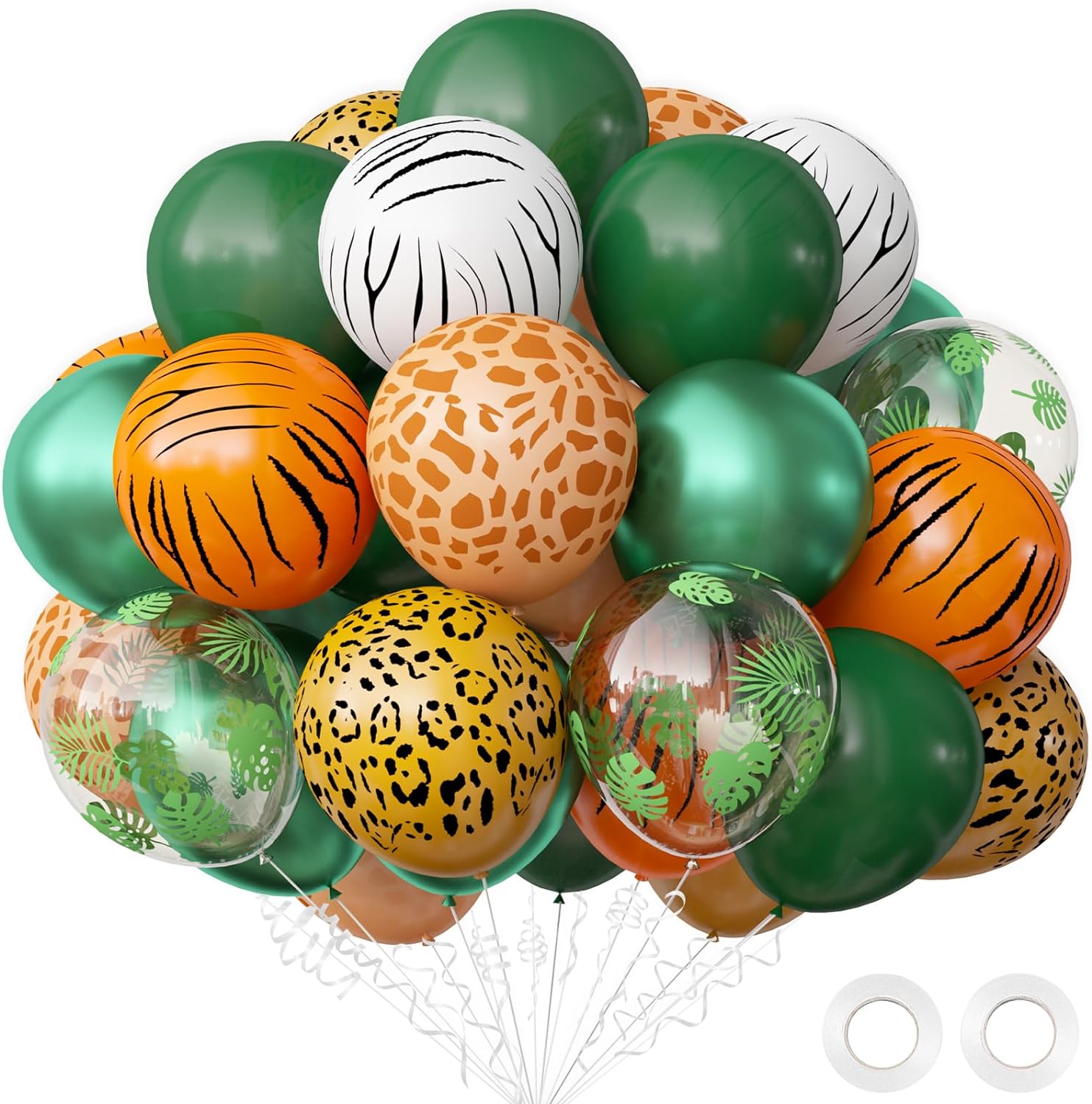 Jungle Party Decorations, Jungle Safari Balloons, 68 Piece Animal Balloon Set, Boys and Girls Jungle Safari Baby Party Decorations, Tropical Safari Birthday Party Supplies, 12 Inches