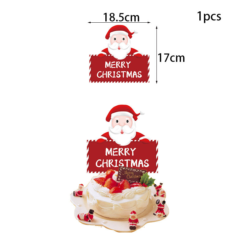 Christmas Theme Father Christmas Snowman Christmas Tree Flag Banner Balloon Cake Insert Row Decoration Set