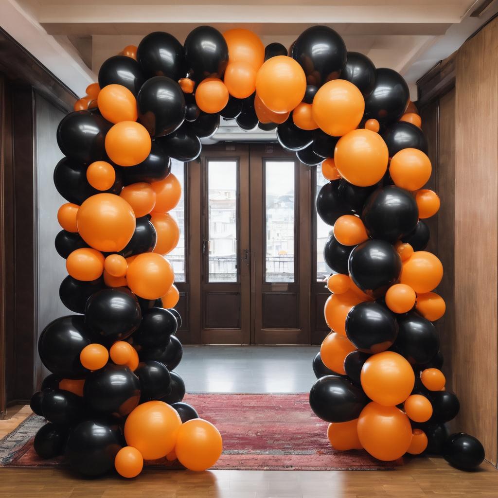 Set, 240 Pieces Orange And Black Color Arch Set With Orange Balloons, Black Balloons, Suitable For Anniversary, Holiday Celebration, Background Decoration, Party Decoration, Party Supplies