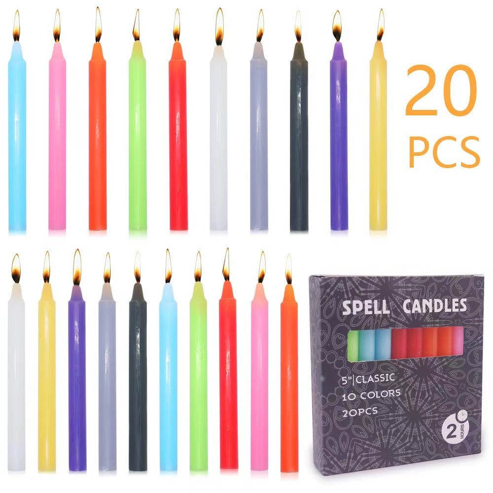 Small Taper Candle, Odourless and Flameless, Party, Magic, Birthday, Valentine's Day Candle (10 Colours)）