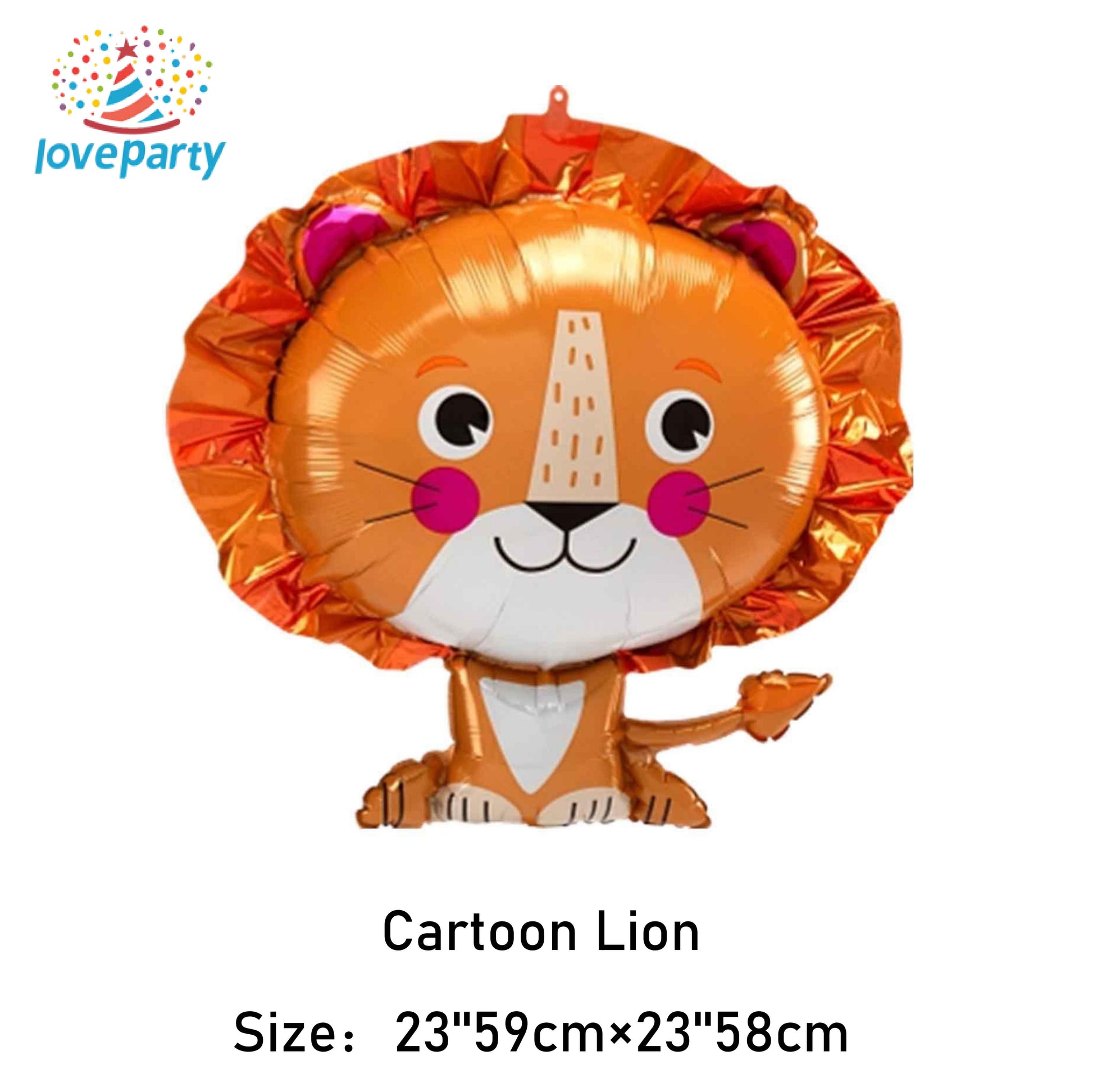 Cartoon Round Tiger and Lion Birthday Party Festival Decoration Aluminum Foil Balloon Jungle Animal Shape