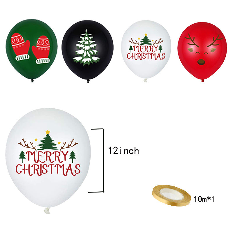 Christmas Theme Santa Claus, Christmas Tree, Reindeer, Snowman Banner, Bunting, Cake Topper, Balloons for Party Atmosphere Decoration