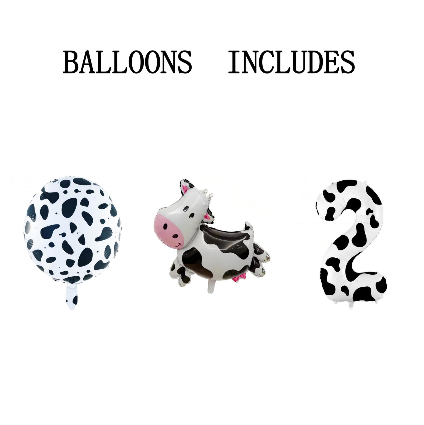 3 Pieces Cow Print Balloon Cow Shape Foil Balloons, 40 Inch Cow Print Number Balloon 1 White Cow Print Balloons Farm Animal Theme Party Decorations Supplies Animal Balloons, Birthday Balloons