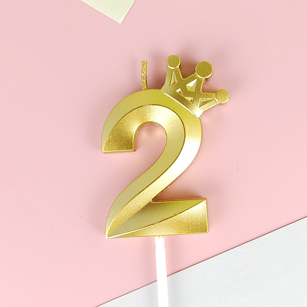 0-9 Birthday Candle Numbers, Birthday Candle with Crown, Multi-colour, 3D Diamond Shape Cake Birthday Candle, Birthday Decoration Candle, Wedding Party, Graduation Ceremony, etc.