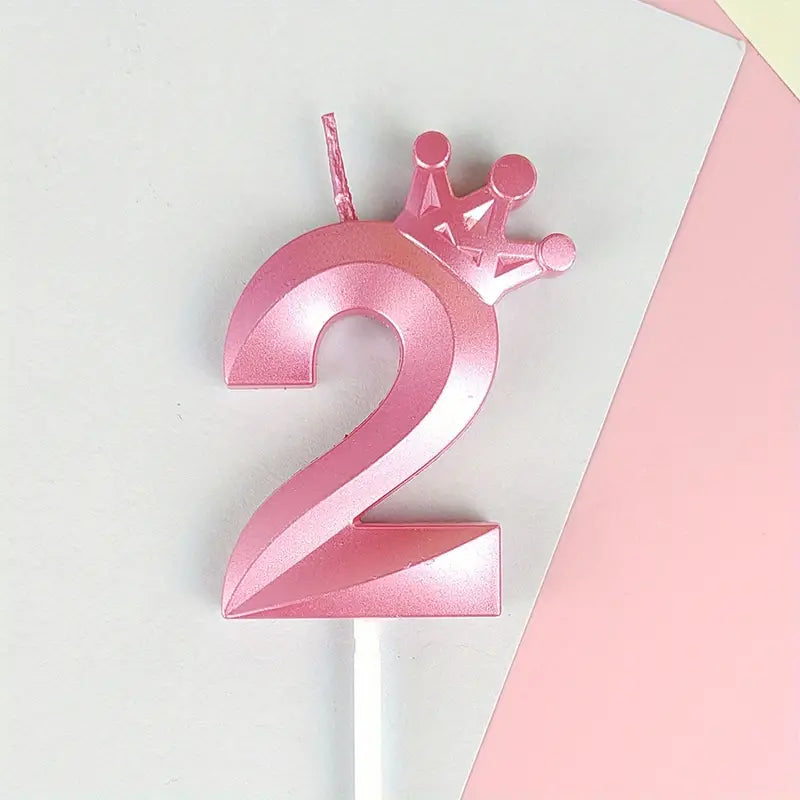 0-9 Birthday Candle Numbers, Birthday Candle with Crown, Multi-colour, 3D Diamond Shape Cake Birthday Candle, Birthday Decoration Candle, Wedding Party, Graduation Ceremony, etc.