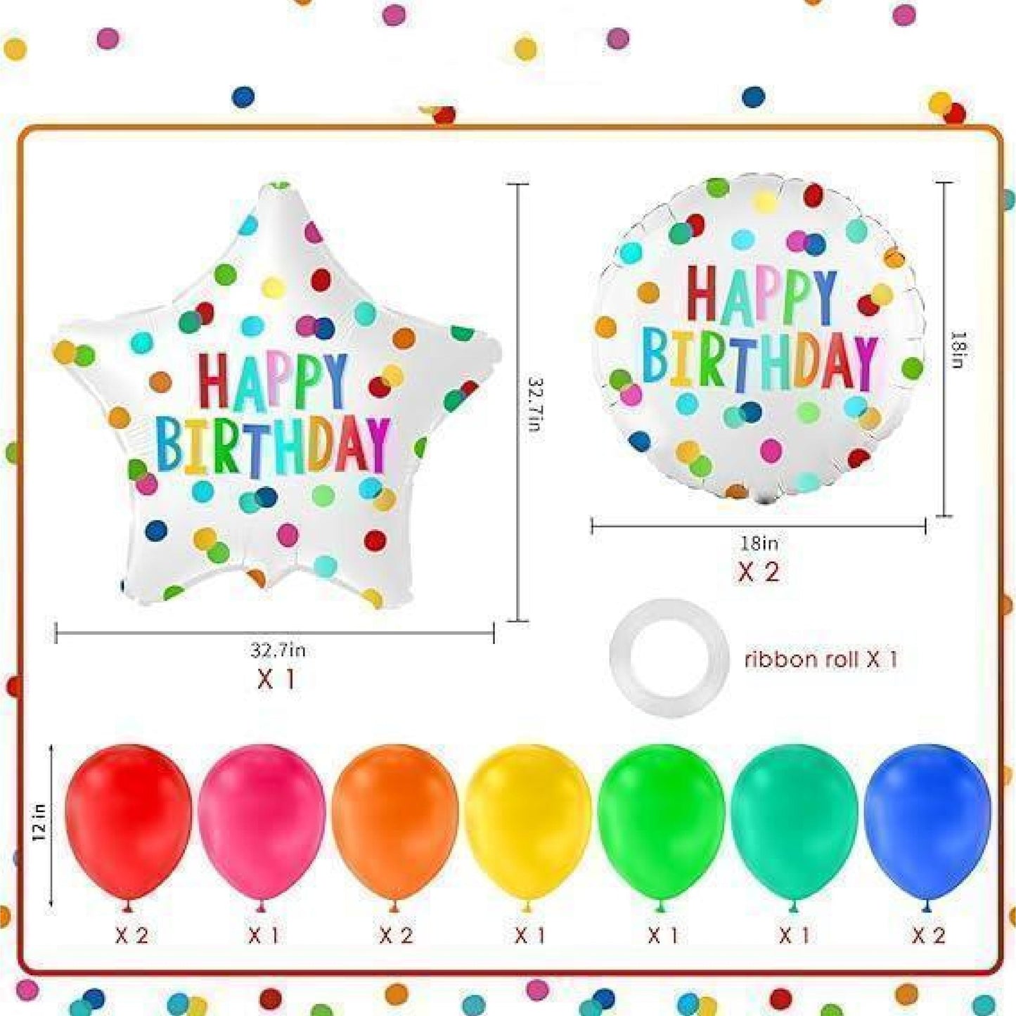 Happy Birthday Party Supplies Kit: Foil & Latex Balloons Combo for Birthday Party Decorations