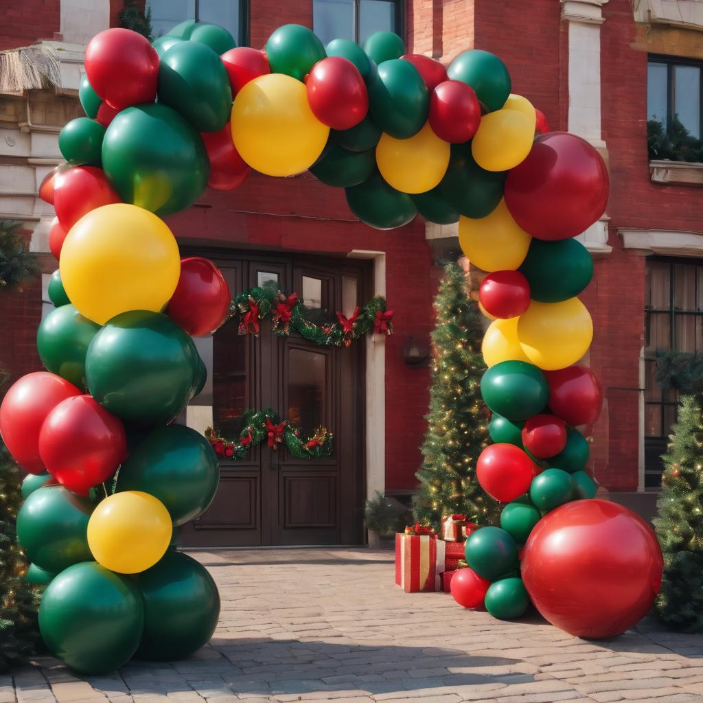 Set, 240Pcs Red, Yellow And Green Colour Arch Set With Red Balloons, Yellow Balloons, Green Balloons, Suitable For Christmas, Birthday Parties, Anniversaries, Festivals, Background Decorations, Party Decorations, Party Supplies