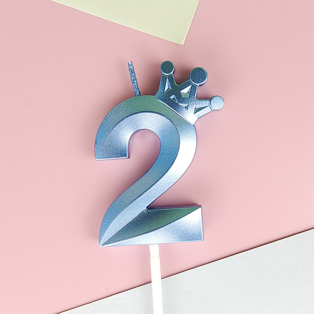 0-9 Birthday Candle Numbers, Birthday Candle with Crown, Multi-colour, 3D Diamond Shape Cake Birthday Candle, Birthday Decoration Candle, Wedding Party, Graduation Ceremony, etc.