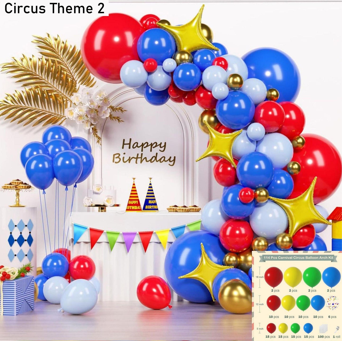 Happy Birthday Balloon Set Circus Cartoon Theme Birthday Party Venue Decoration