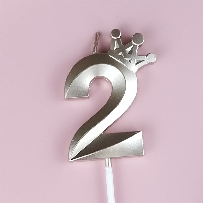 0-9 Birthday Candle Numbers, Birthday Candle with Crown, Multi-colour, 3D Diamond Shape Cake Birthday Candle, Birthday Decoration Candle, Wedding Party, Graduation Ceremony, etc.