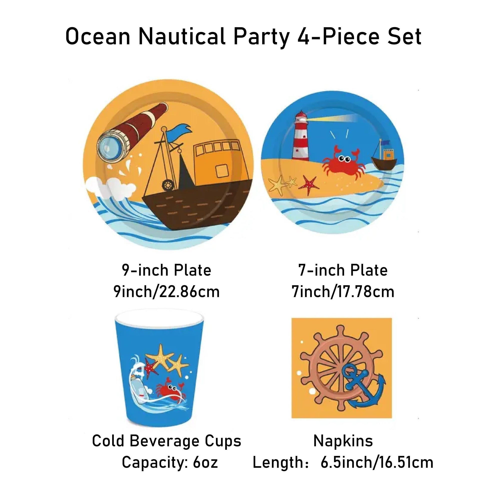 Set, Navigation Theme Party Tableware Set, Disposable Dinnerware Set, Table Decor, Birthday Decor, Home Decor, Scene Decor, Party Atmosphere Props, Holiday Supplies