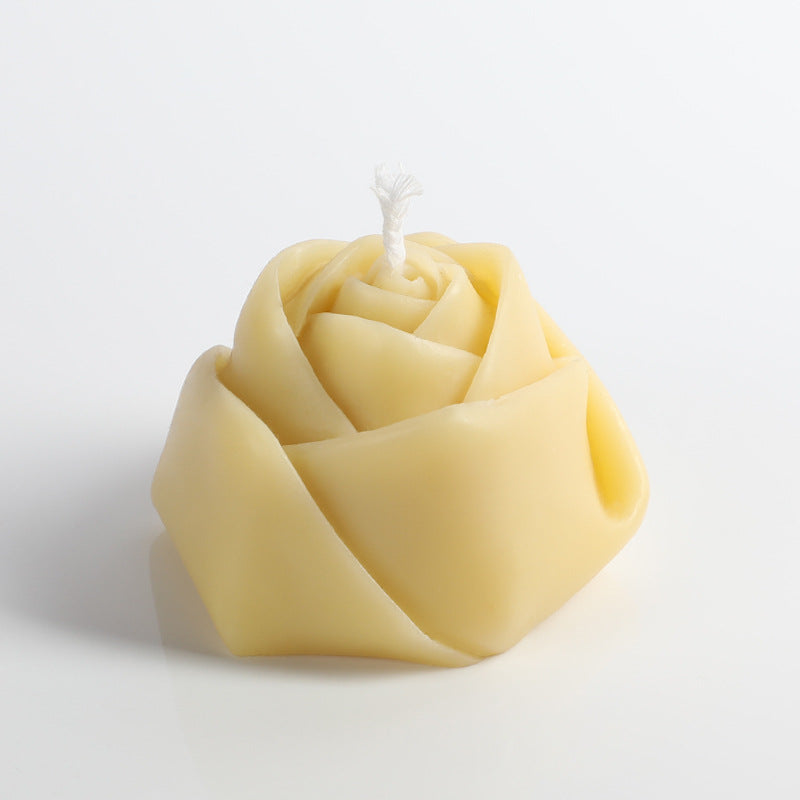 Handmade Rose Pillar Aromatherapy Candle Sculpture Modeling Scented Smokeless Candle Holder Ornament Birthday Candle Gift