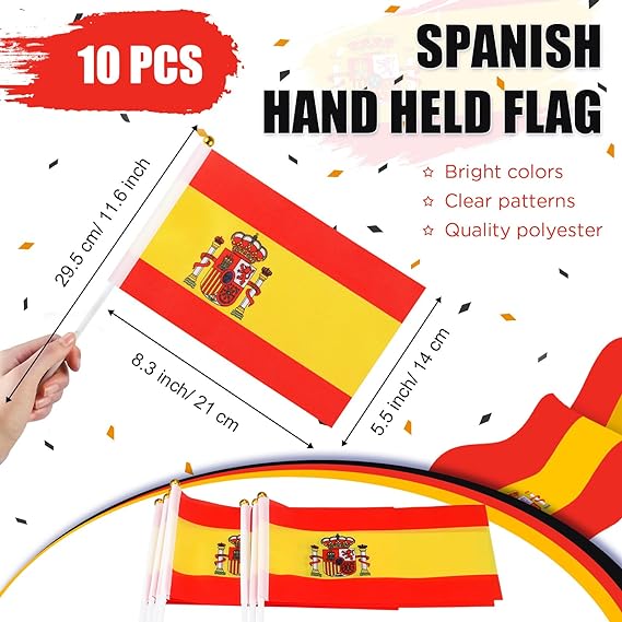 Spain Flag Decoration Set with Flag Chain 10 No Hand Flags 30 Balloons Party Banner Balloons Decoration for Party Sports Competition Football Games Parade (Spain)