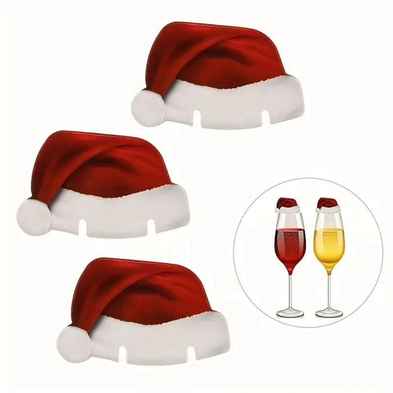 Christmas Wine Glasses Decorations Mini Santa Hat Cup Cards Tall Glasses Marker Party Table Decorations 20 Pieces, Santa Hat Cup Cards, Mini Santa Hat