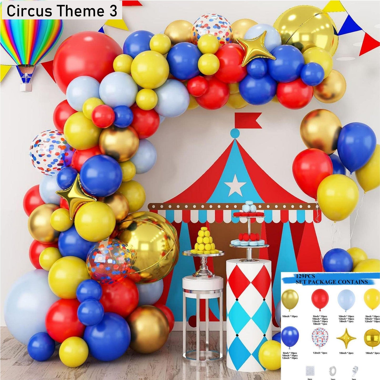 Happy Birthday Balloon Set Circus Cartoon Theme Birthday Party Venue Decoration