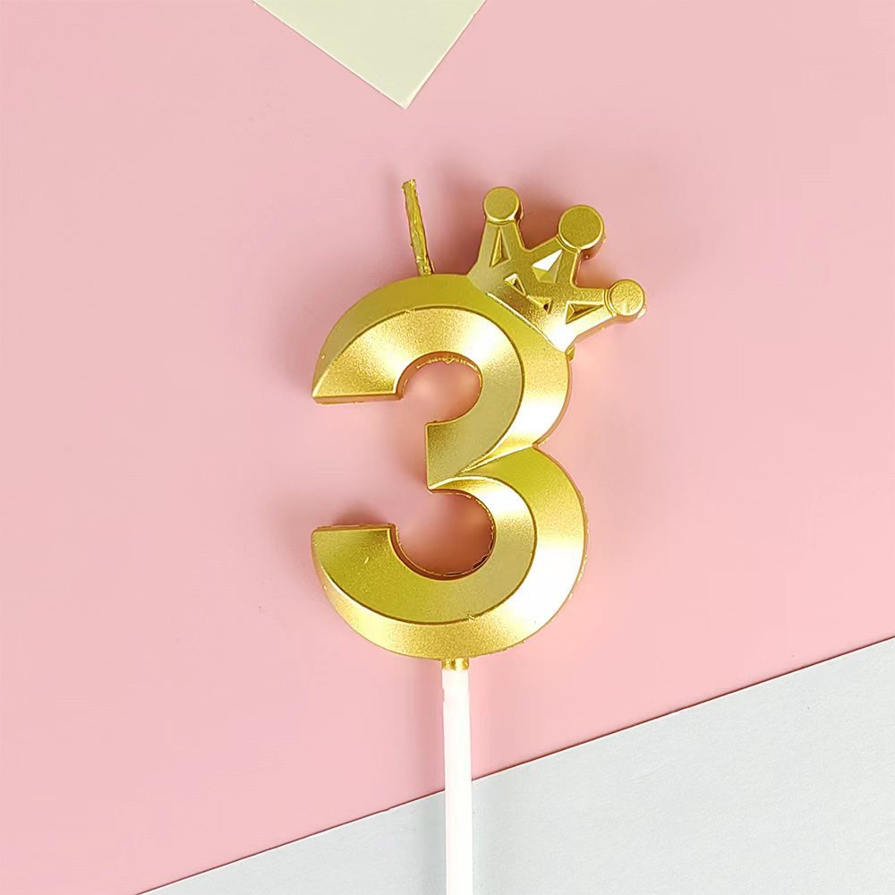 0-9 Birthday Candle Numbers, Birthday Candle with Crown, Multi-colour, 3D Diamond Shape Cake Birthday Candle, Birthday Decoration Candle, Wedding Party, Graduation Ceremony, etc.