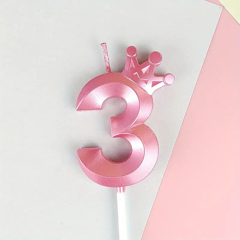 0-9 Birthday Candle Numbers, Birthday Candle with Crown, Multi-colour, 3D Diamond Shape Cake Birthday Candle, Birthday Decoration Candle, Wedding Party, Graduation Ceremony, etc.