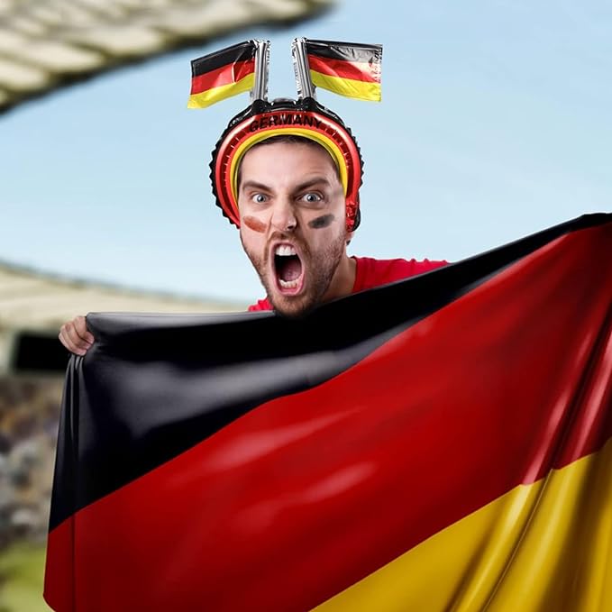 Pack of 20 Germany Flag Foil Balloon Headband, Germany Flag Headband Balloons Birthday Decoration, Children's Birthday Decoration, German Flag Helium Balloon for Sports Competition, Birthday