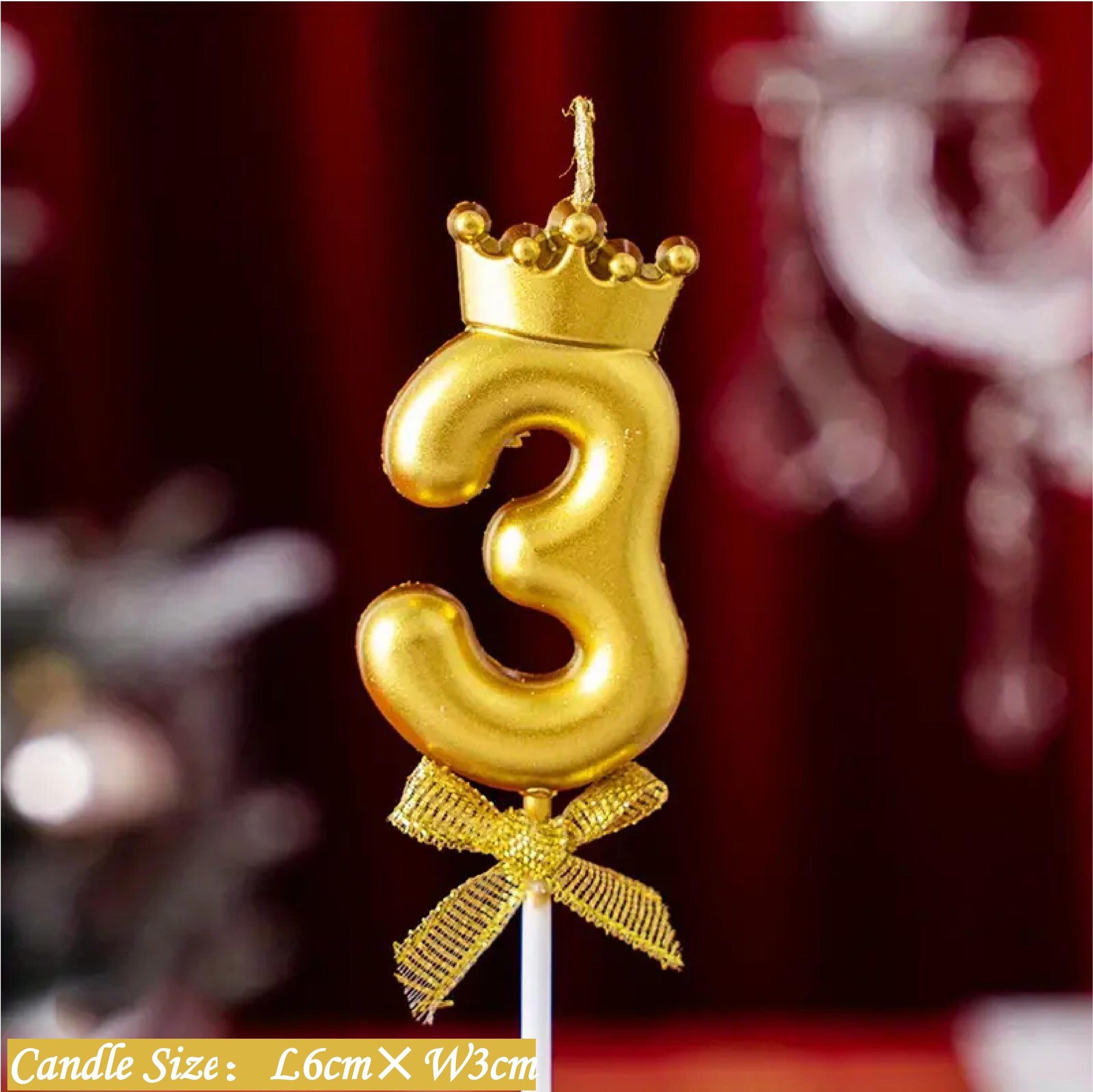 0-9 Number Birthday Candles, Number Candles With Crown And Bow Decorations, Cake Decorations, Number Candles For Birthday Cakes, Weddings, Anniversaries, Graduations, Holidays, Parties