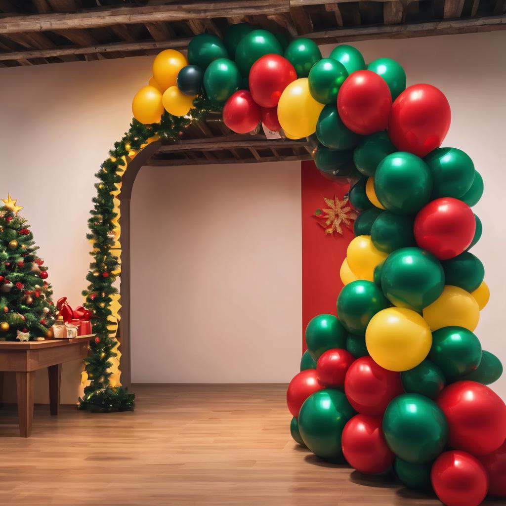 Set, 240Pcs Red, Yellow And Green Colour Arch Set With Red Balloons, Yellow Balloons, Green Balloons, Suitable For Christmas, Birthday Parties, Anniversaries, Festivals, Background Decorations, Party Decorations, Party Supplies