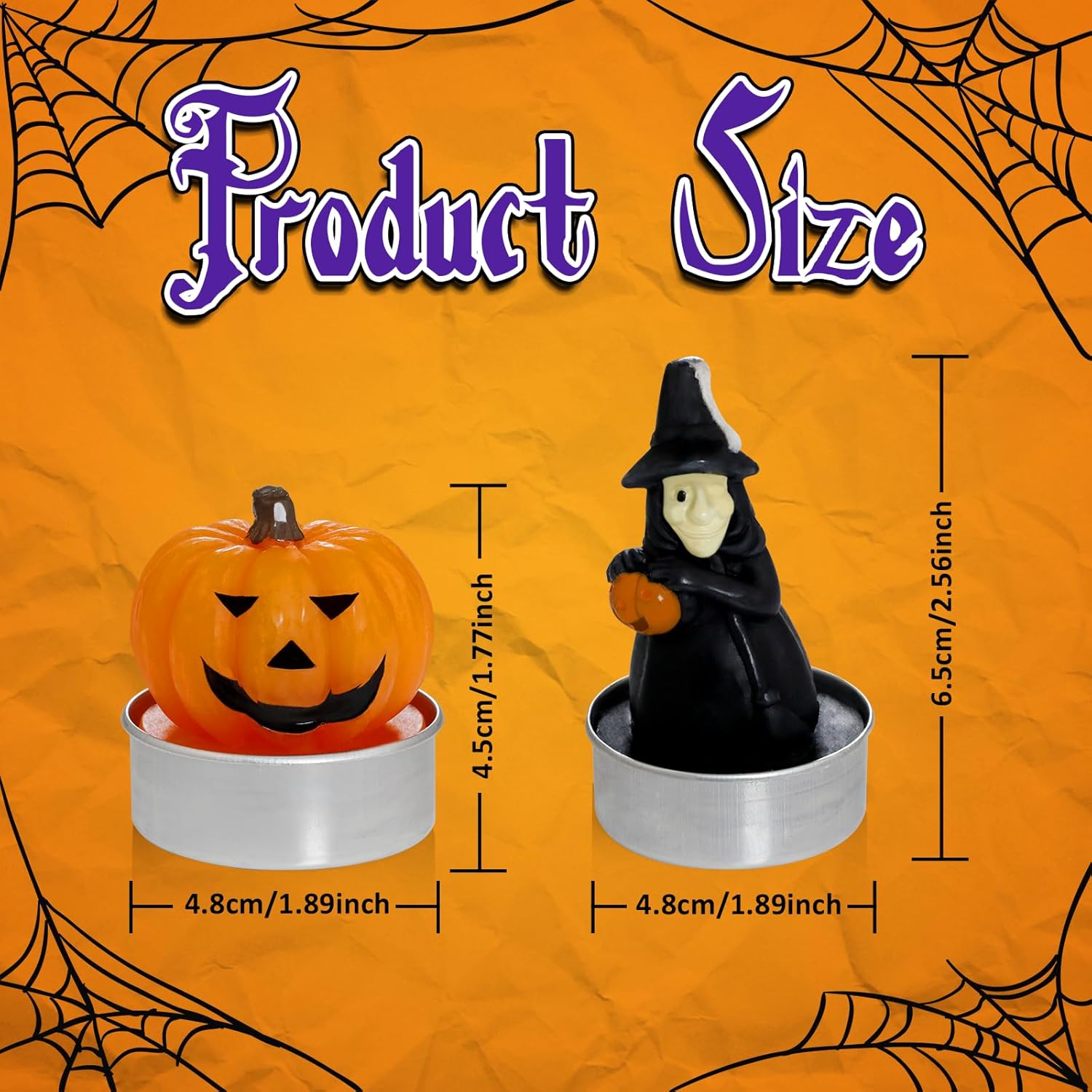 Pumpkin Smiley Pumpkin Witch Spice Candle Tea Light Candle, 6 Pack Tea Lights for Pumpkin Decorations, Halloween, Home, Holiday Gifts, Autumn Decorations for Parties