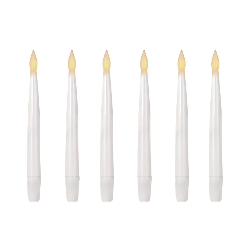 6.1" x 0.7" Floating Flameless Candle with Candle Wand Remote and Timer, Hanging White LED Tapered Candle, Flickering Warm Light, Battery Operated, Halloween Christmas Theme Party Window Decorations 12 Piece Set Includes One Magic Wand