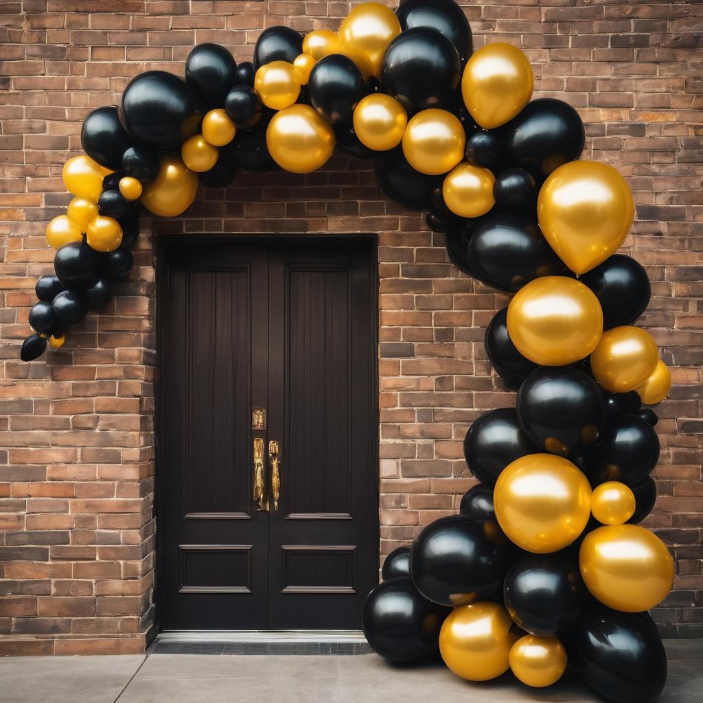 Set, 230 Pieces Black And Gold Coloured Arch Set With Black Balloons, Gold Balloons, Suitable For Anniversary, Holiday Celebration, Background Decoration, Party Decoration, Party Supplies