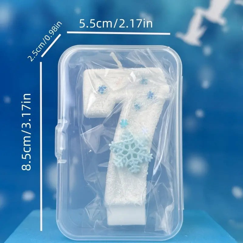 One Winter Romantic Snowflake Birthday Candle - 3.15 inch/8cm cake candle with festive decoration for children, men's and women's birthdays, adult graduations, weddings, housewarming or any celebration - Indoor/outdoor use - Unscented - Single wax wick