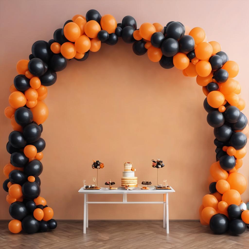 Orange & Black Balloons - Half Sheet 48” fashion by 48” UV Printed